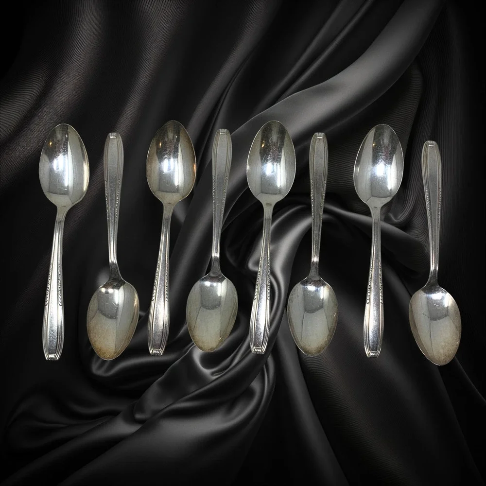 Vintage Lot 8 Harmony House Serenade AA+ Silverplated Spoons Sears USA MCM